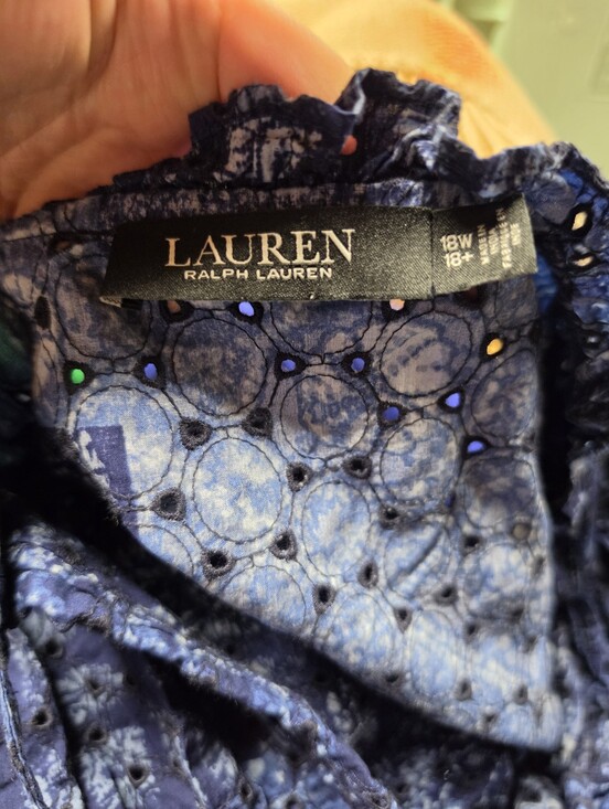 Ralph Lauren Dresses & Skirts - Ralph Lauren, eyelet navy blue dress, lined skirt, tiered skirt, 100% cotton.